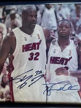 Signed Miami HEAT Framed Photo - Shaq and dwade